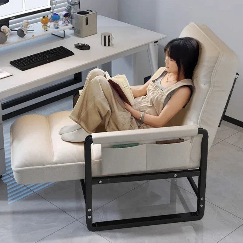 Silla reclinable de oficina, silla plegable para la hora del almuerzo, silla de ordenador, silla de sofá perezosa de doble propósito con respaldo, se puede sentar y acostar