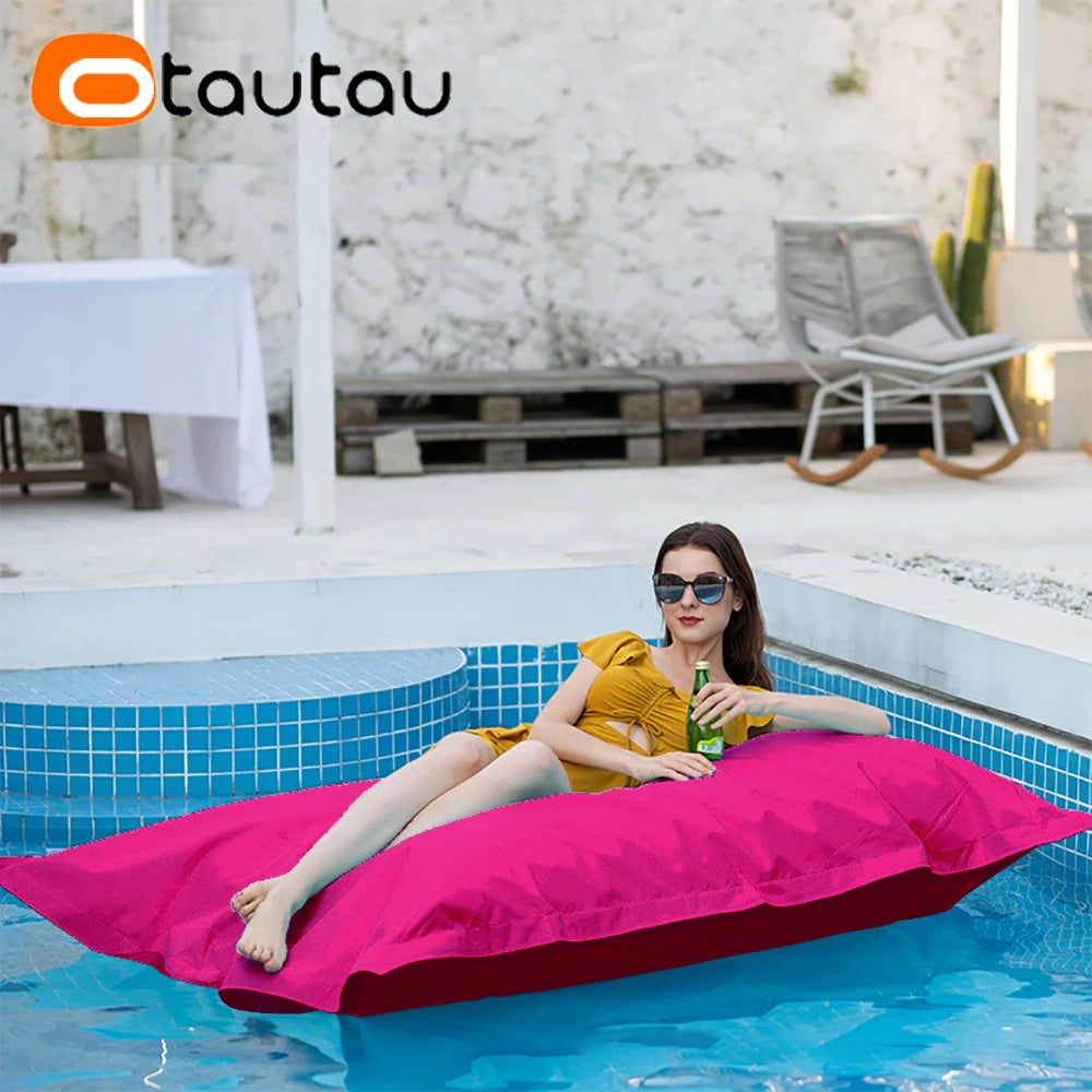 OTAUTAU Funda gigante de puf flotante de 1,8 m sin relleno para exteriores, piscina, almohada, jardín, playa, puf, salón, saco DD034