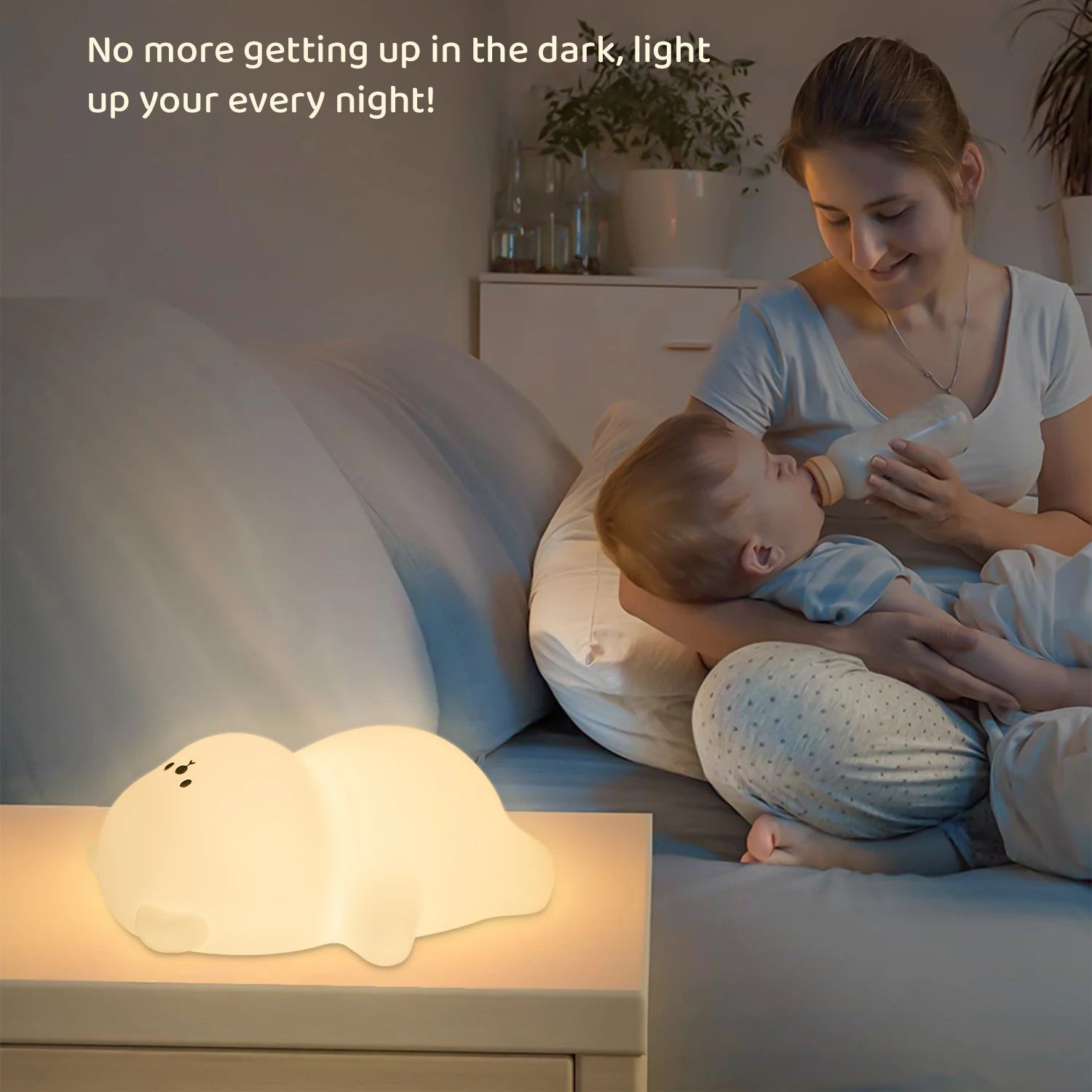 Linda Lámpara de Noche de Silicona de Oso Tumbado, Luz Decorativa de Escritorio, Lámpara de Ambiente Creativa para Interiores, Lámpara de Noche para Bebé, Regalo para Niños