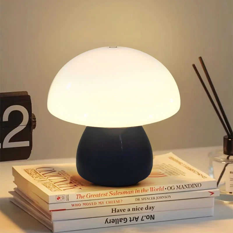 Lámpara de Mesa LED con forma de Seta, Recargable, Táctil, para Escritorio, Cafetería, Bar, Decoración de Dormitorio de Hotel, Ambiente Nórdico Creativo, Pequeña Luz Nocturna