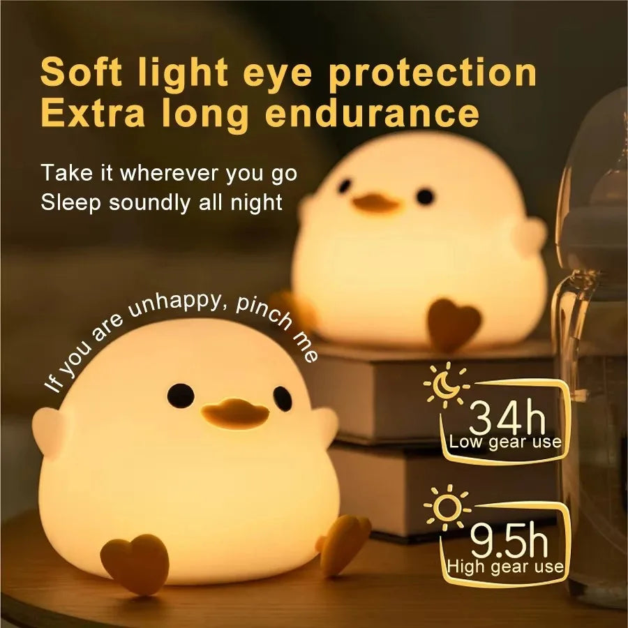 GGbingo Luz de Noche Recargable LED de Silicona con Forma de Animal de Dibujos Animados para Niños, Lámpara con Sensor Táctil, Temporizador, USB, Decoración para Habitación Infantil