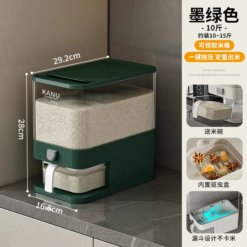 Cubo de arroz de alta gama con prensado, sellado a prueba de insectos y humedad, caja de arroz doméstica de grado alimenticio, recipiente de almacenamiento de harina