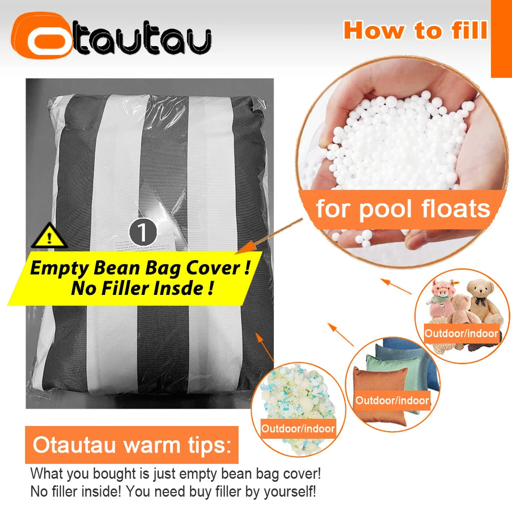 OTAUTAU Funda Impermeable Oxford para Puf Exterior, Tumbona Flotante SF343【¡No Incluye Relleno! ¡Necesita Comprar el Relleno por Separado!】