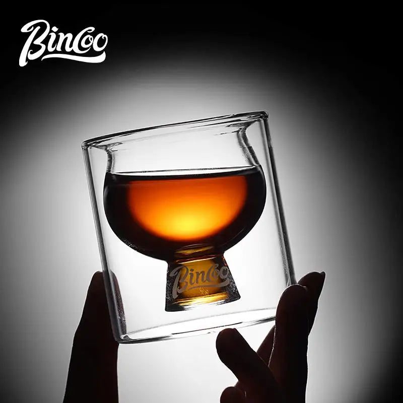 Taza de café de vidrio grueso de doble capa BINCOO, taza de café expreso de borosilicato resistente al calor para el hogar y la oficina, 80 ml