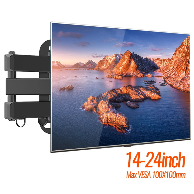 20° tiltable TV Wall Mount Bracket 360° Rotated Holder Universal TV Mounts for 14-24'' Computer Monitor Stand Monitor Flat Panel