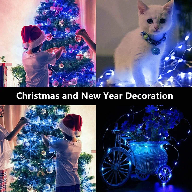 Luces LED de hadas, cadena de luces con pilas de botón, decoración de guirnalda para Navidad, boda, Año Nuevo, dormitorio, sala de estar, jardín