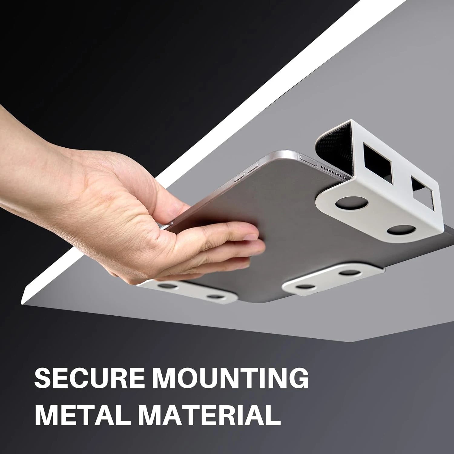 Soporte para portátil debajo del escritorio, soporte de metal para portátil, Mac Mini, Macbook, teclado con silicona antiarañazos