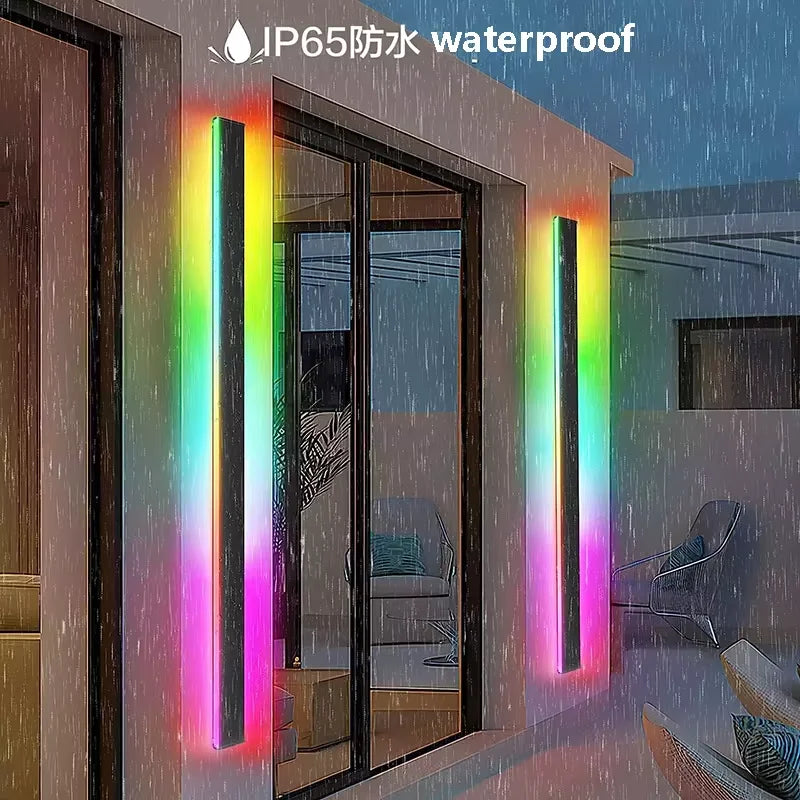 Apliques de pared RGB para exteriores, porche, Navidad, Pascua, fiesta, control remoto inteligente, iluminación decorativa para balcón y terraza, lámpara de pared