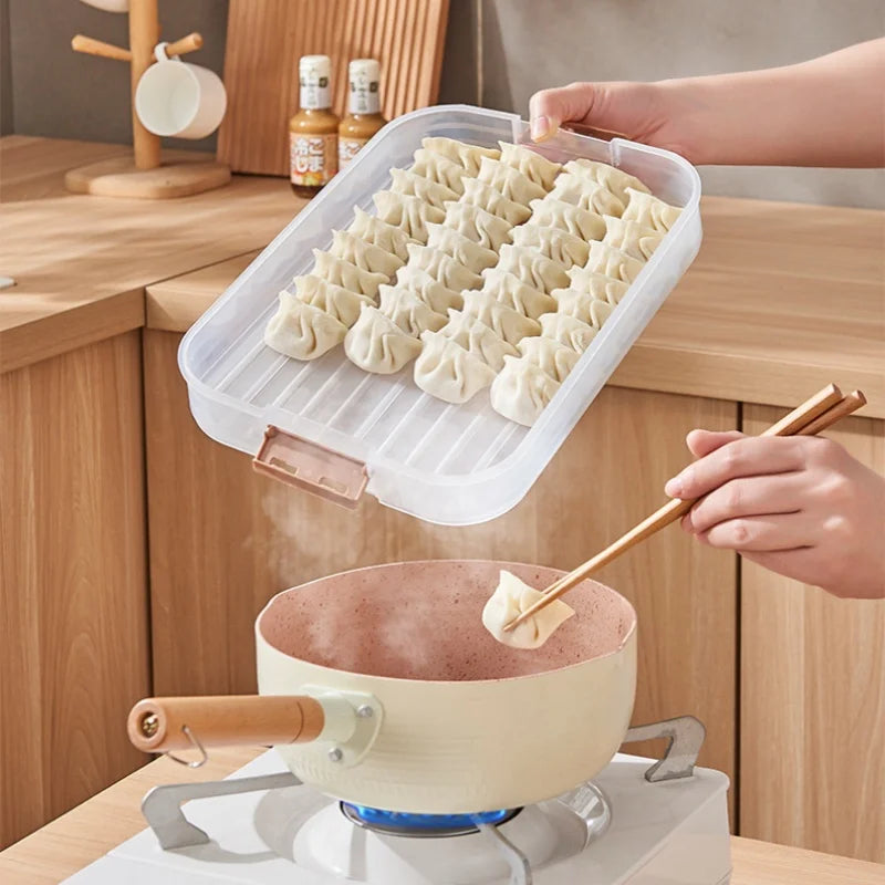 Caja de almacenamiento de dumplings, multicapa, transparente, para nevera, para mantener frescos los dumplings, contenedor sellado para alimentos de cocina casera