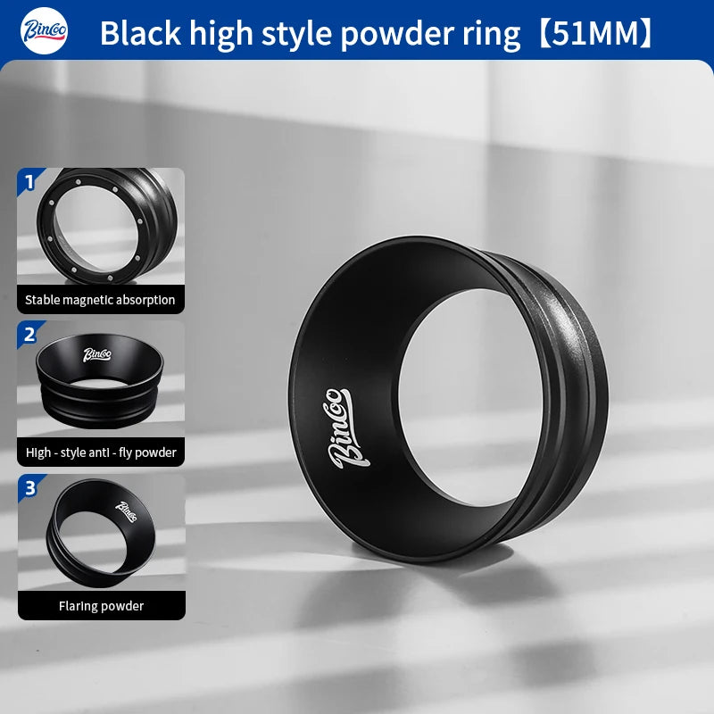 Bincoo Universal Portafilter Dosing Ring, 3.2cm Anti-Spill Aluminum Funnel with Strong Magnets Fits 51mm and 58mm Coffee Handles