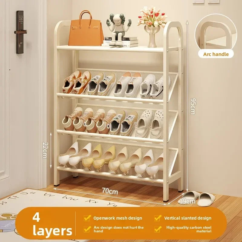 Zapatero de acero para puerta, doméstico, sencillo, ahorro de espacio, metálico, multi-capa, armario estrecho para zapatos