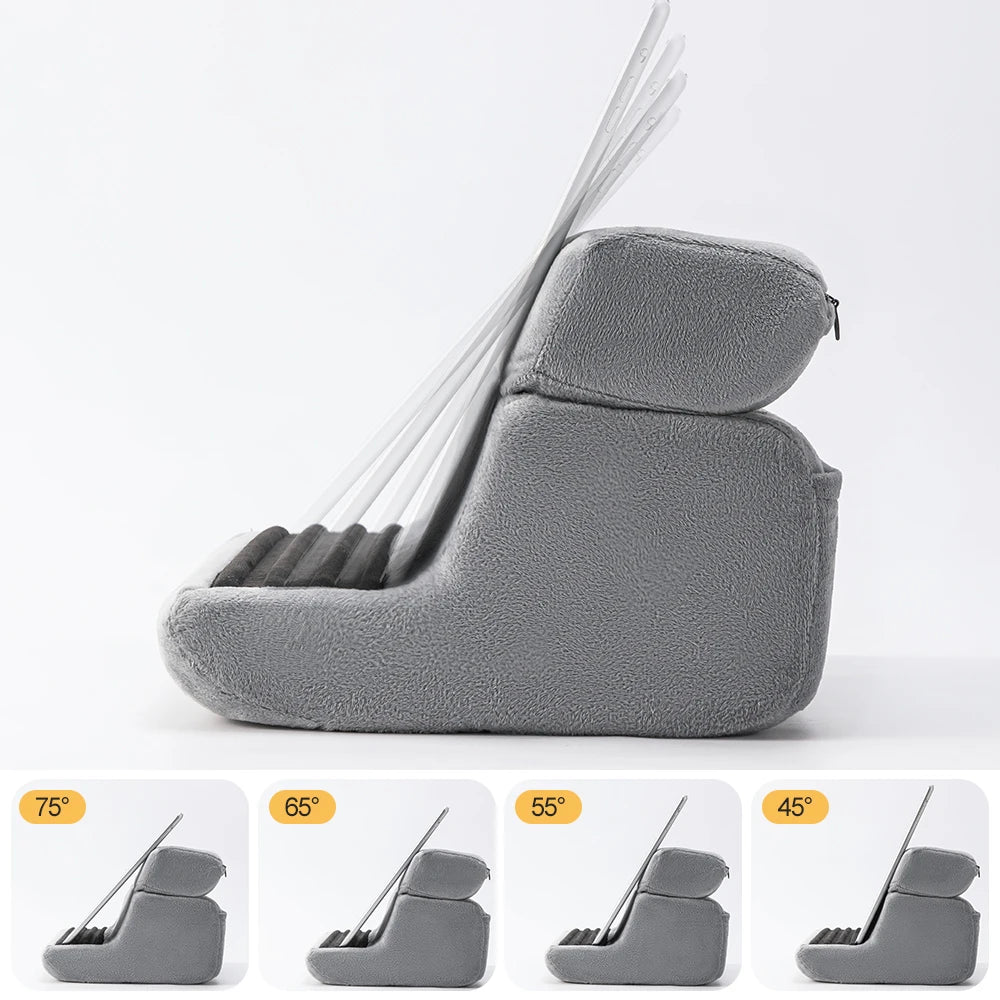 Soporte de almohada multiusos para tableta, 4 ángulos para una lectura y visualización cómoda de la tableta del teléfono móvil, soporte de lectura plegable