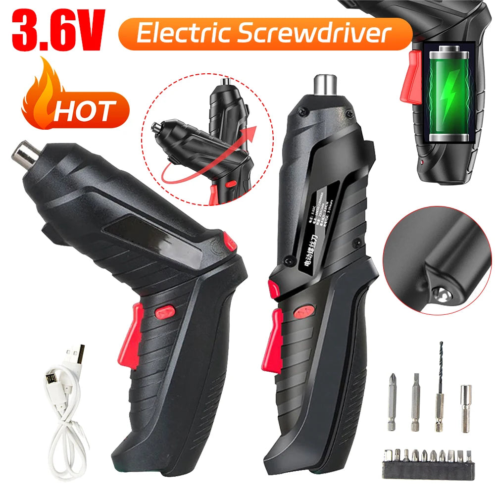 Destornillador eléctrico Batería Recargable Destornillador Inalámbrico Potente Impacto Destornillador Inalámbrico Kit Mini Taladro Herramientas Eléctricas