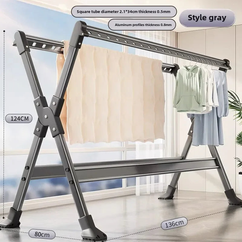 Tendedero de pie a techo Estante de secado plegable de aleación de aluminio para exteriores de instalación gratuita Tendedero de ropa para niños