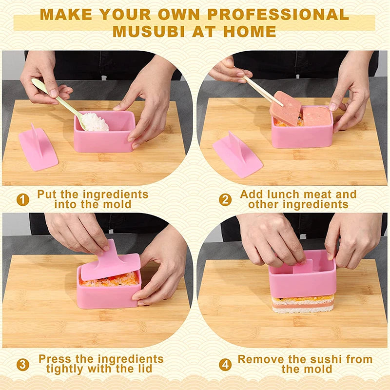 Paquete de 3 moldes para onigiri y sushi, kit clásico de moldes triangulares para bolas de arroz, moldes para sushi, moldes para prensa de musubi para el almuerzo de niños, bento YY180