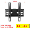Soporte de pared inclinable para TV LED LCD, reforzado, para TV de 14''-42'', soporta hasta 40kg, VESA 200*200