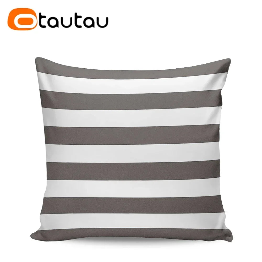 OTAUTAU funda de cojín para sofá de exterior sin relleno, funda de almohada impermeable de tela Oxford a rayas suave para piscina y playa KD021