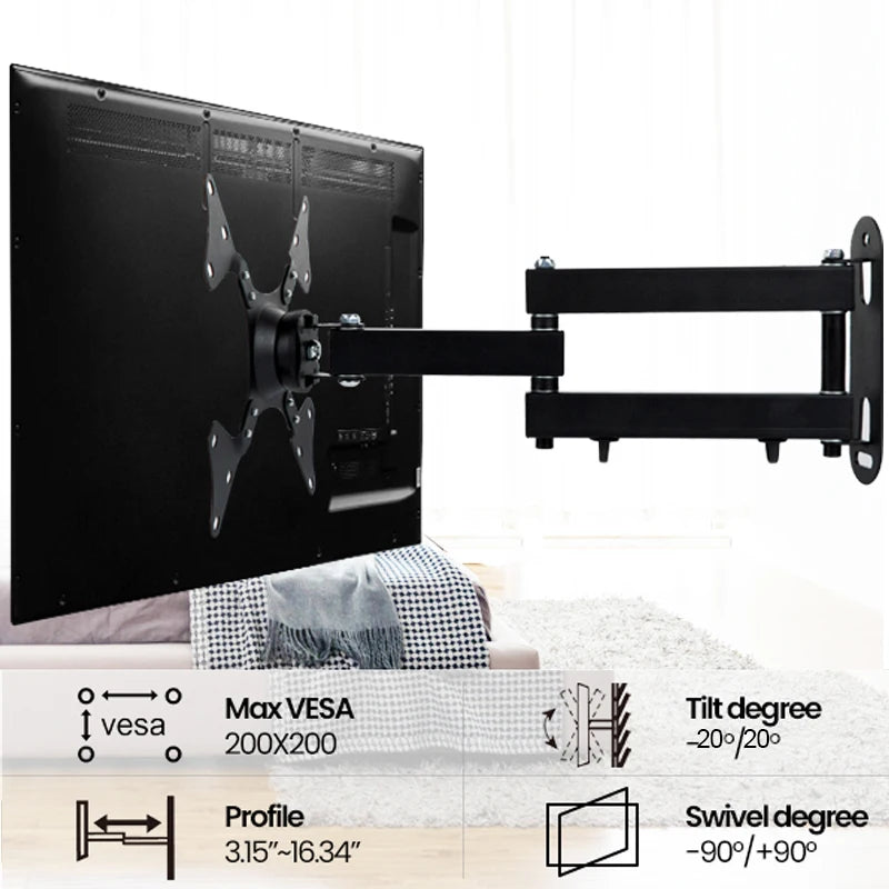 Soporte de pared para TV inclinable 20°, soporte giratorio 360°, soportes universales para TV de 10-32 pulgadas, monitor LCD LED de pantalla plana, Halloween