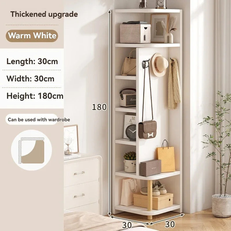 Mueble esquinero de almacenamiento para el hogar, recibidor sencillo, perchero, vitrina esquinera de pared, estantería de pie, mesita de noche