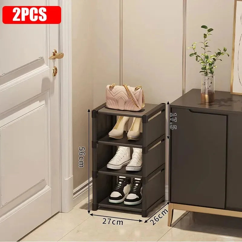 Zapatero apilable Organizador Tela no tejida Ahorro de espacio Entrada/Armario/Almacenamiento debajo de la cama Organización del hogar Fácil montaje