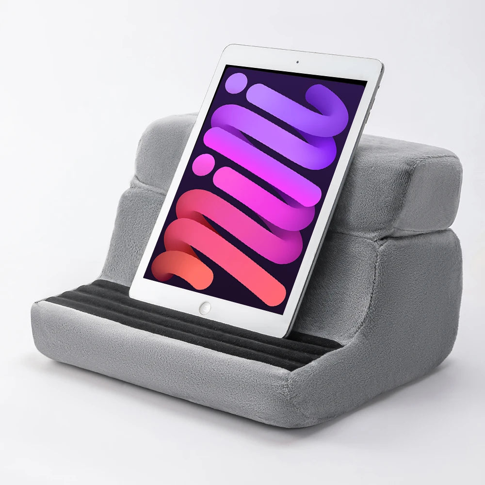 Soporte de almohada multiusos para tableta, 4 ángulos para una lectura y visualización cómoda de la tableta del teléfono móvil, soporte de lectura plegable