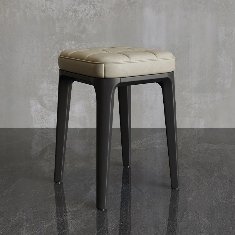 Taburetes apilables, taburete cuadrado de piel sintética de cuatro patas anidable con taburetes acolchados, taburete apilable de plástico, portátil para desayuno