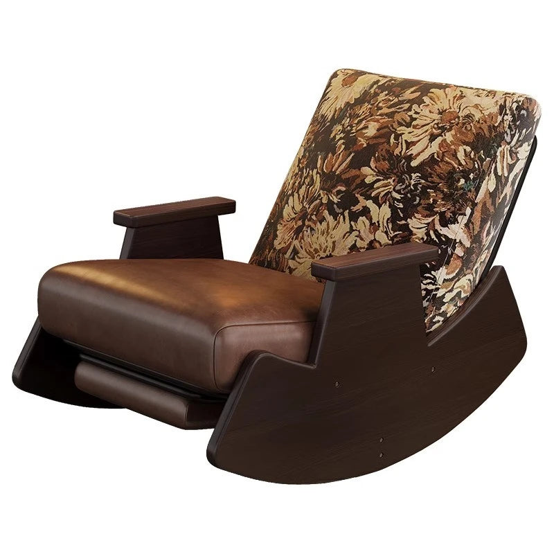 Mecedora retro de madera maciza, silla reclinable de balcón, sillón reclinable perezoso, sillón de ocio para adultos de sala de estar, mecedora individual