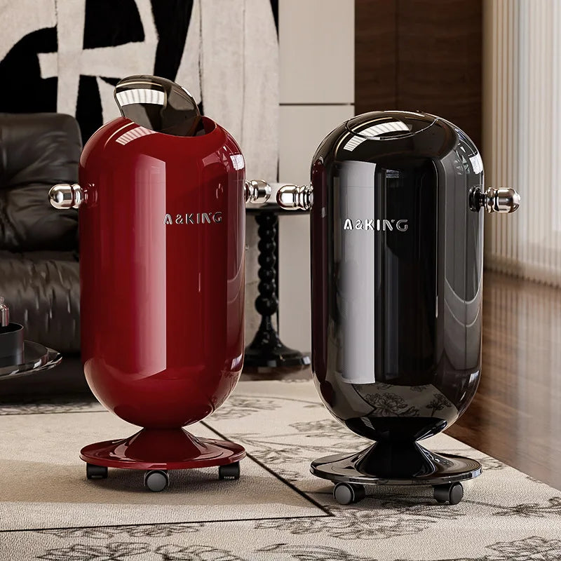 Contenedores de basura Bote de basura con tapa basculante con ruedas de alta capacidad, elegante, para el hogar, la cocina, la sala de estar, el dormitorio, bote de basura, muebles