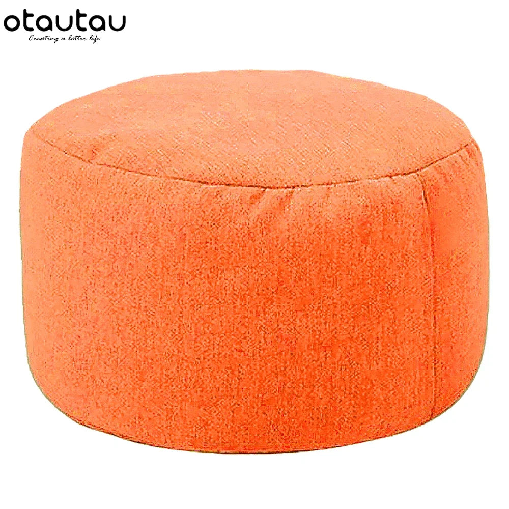 OTAUTAU Linen Bean Bag Chair with Filling Beanbag Pouf Ottoman Footstool Tatami Round Stool Futon Puff Relax Lounge Furniture