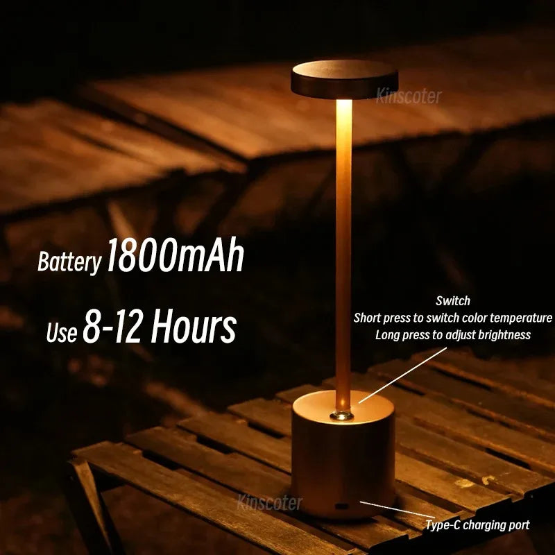 Lámpara de mesa LED con sensor táctil, luz nocturna de escritorio, recargable, inalámbrica, lámpara de lectura, 3 colores ajustables, luz ambiental creativa