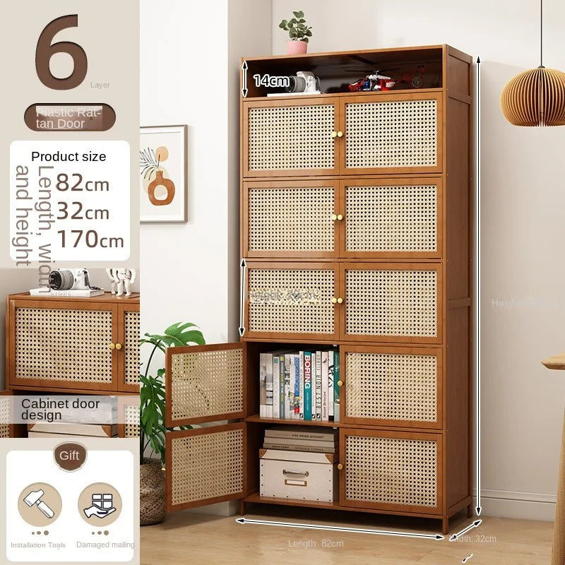 Librería con puerta, estante de almacenamiento de múltiples capas, armario de almacenamiento de costura, vitrina de sala de estar, estantería