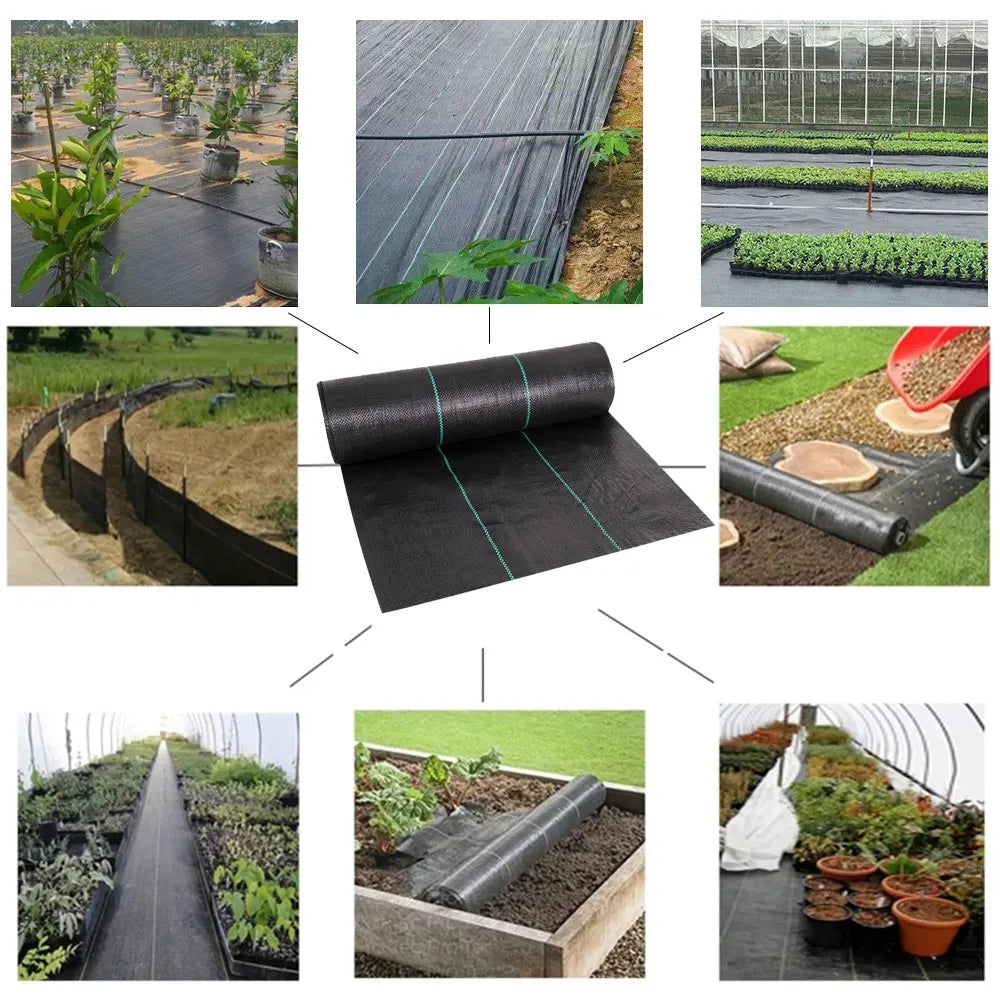 Tela tejida de polietileno de 16,4 pies/32,8 pies para control de malezas en plantas, cubierta agrícola para evitar hierbas, tela para acolchado, estera para deshierbe en invernaderos, permeable al agua