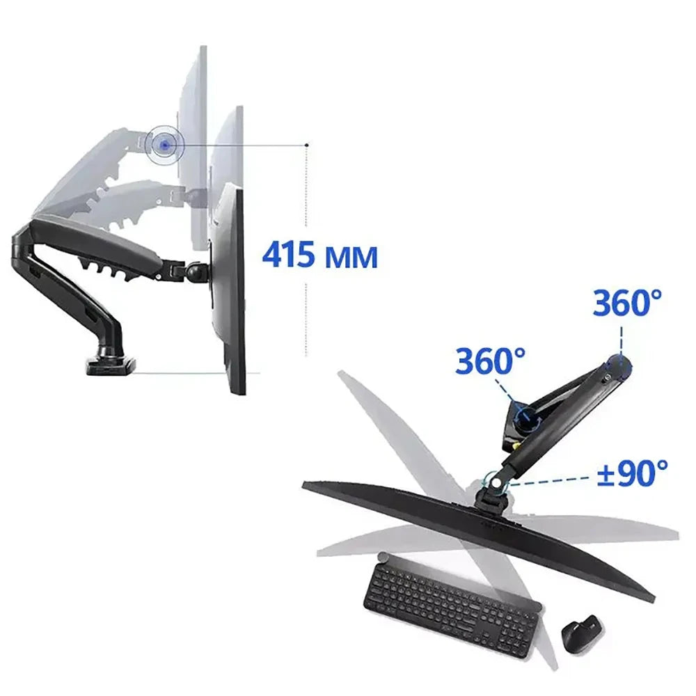 Soporte de brazo para monitor de PC ajustable NB F80, soporte para un solo monitor de hasta 30 pulgadas, soporte de escritorio para computadora con resorte de gas ajustable