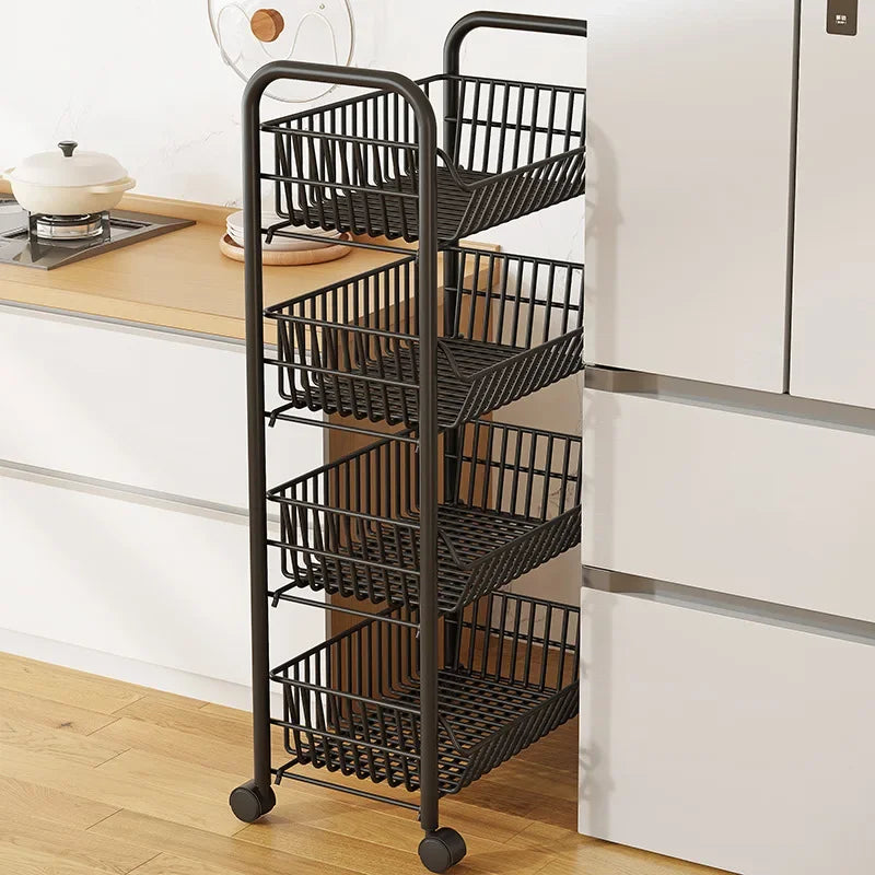 Carrito Organizador de Cocina con Ruedas de Varios Niveles Delgado Plegable Móvil Estante de Almacenamiento Despensa Balcón Dormitorio Sala de Estar
