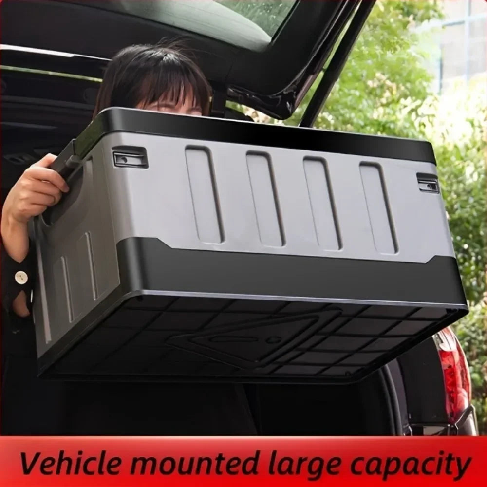 Caja de almacenamiento grande para camping, contenedor portátil impermeable para exteriores, organizador de maletero de coche duradero y multiusos plegable