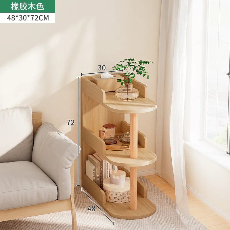 Mesa de Noche Esquinera de Madera, Mesa Auxiliar Moderna Simple de Múltiples Capas, Gabinete de Noche, Estantería Vertical, Hogar, Sala de Estar