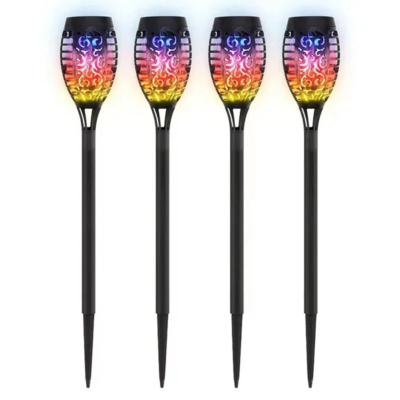 1/2/4/6/8Pcs 12/96LED Solar Flame Torch Lights Flickering Lamp Waterproof Garden Decoration Outdoor Lawn Path Yard Patio 5 Color