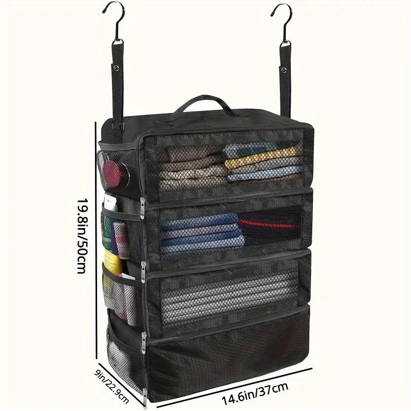 Bolsa de almacenamiento de ropa multifuncional plegable de gran capacidad, bolsa de almacenamiento de ropa colgante para armario, almacenamiento multicapa