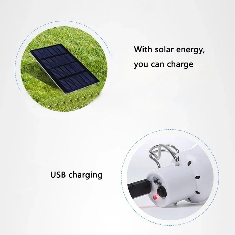Bombilla LED Solar con Gancho Luz Exterior Impermeable Lámpara Solar de Camping Bombilla de Ahorro de Energía para Jardín Patio Sendero
