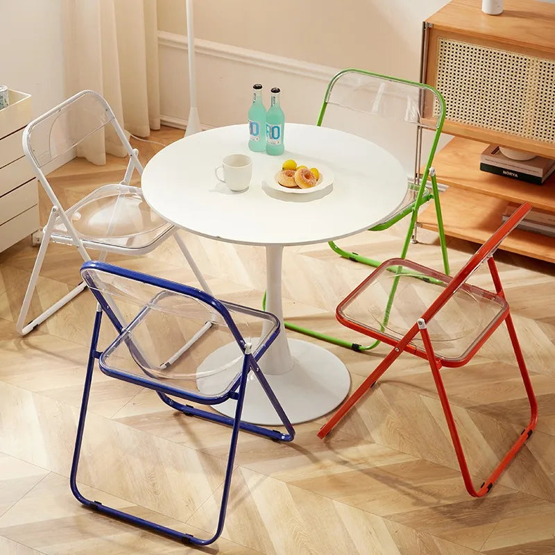 Silla plegable de celebridad de Internet, silla transparente acrílica, foto de silla terminada sin silla, taburete plegable simple de cristal para comedor