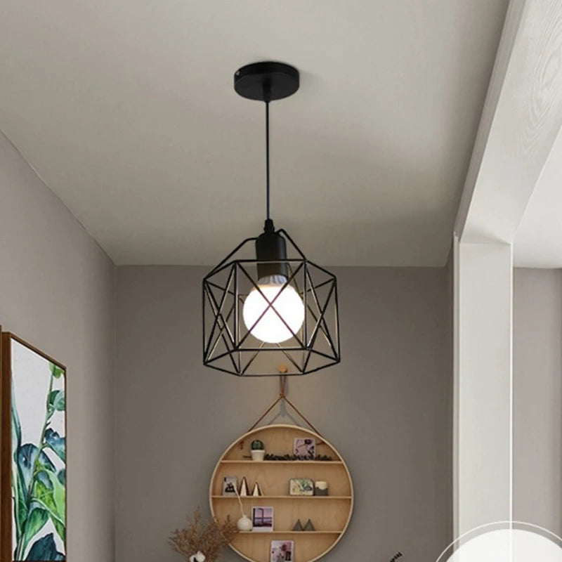Lámpara colgante LED moderna de hierro con base E27 Minimalista Lámpara colgante Sala de estar Dormitorio Restaurante Tienda Bar Accesorio de decoración