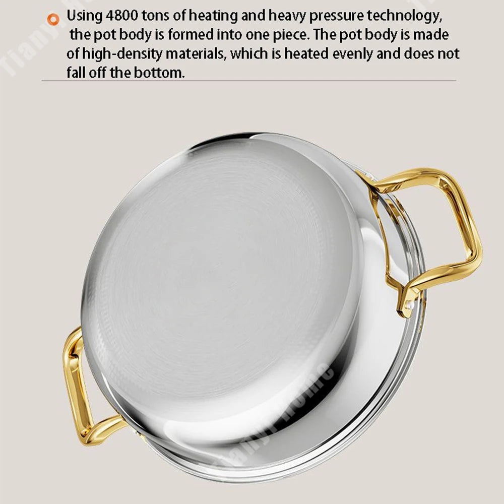 30cm Acero Inoxidable Sartén Antiadherente Olla para Sopa Wok con Tapa Cocina Doméstica Inducción Panal de Abeja Olla de Gas Estofado Utensilios de Cocina