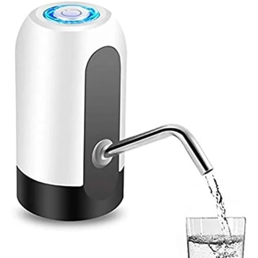 Bomba de agua eléctrica recargable por USB - Dispensador de agua potable portátil con luz LED para el hogar y la oficina, blanco y negro