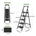 Escalera de Tijera, Taburete Plegable, Taburete Escalera Resistente con Pasamanos y Pedales Anchos, Escalera Antideslizante con Agarre Manual