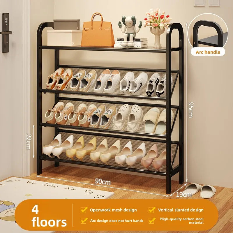 Zapatero de acero para puerta, doméstico, sencillo, ahorro de espacio, metálico, multi-capa, armario estrecho para zapatos