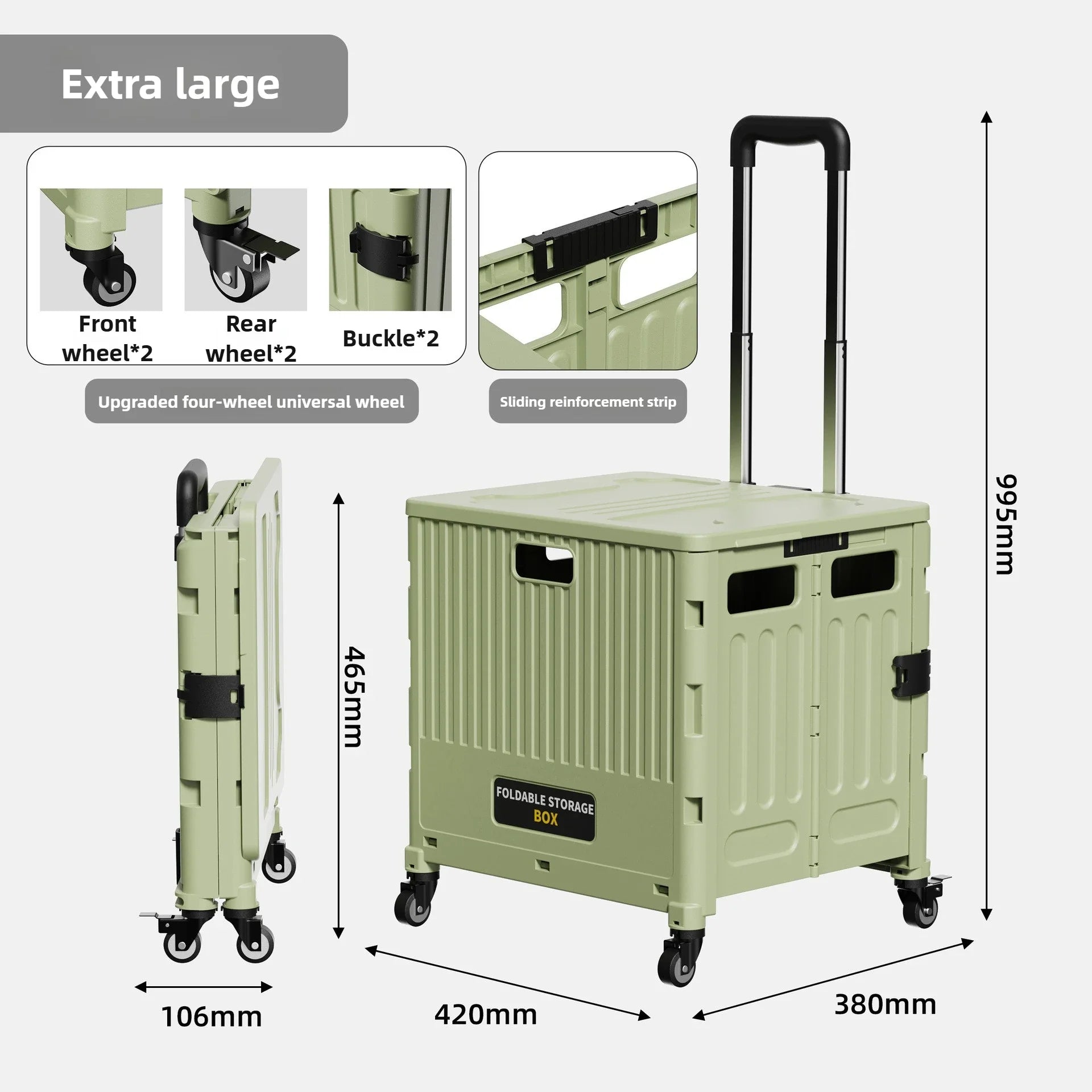 Carrito de compras multifuncional para el hogar, carrito de compras plegable portátil, remolque, camping, caja de almacenamiento de gran capacidad