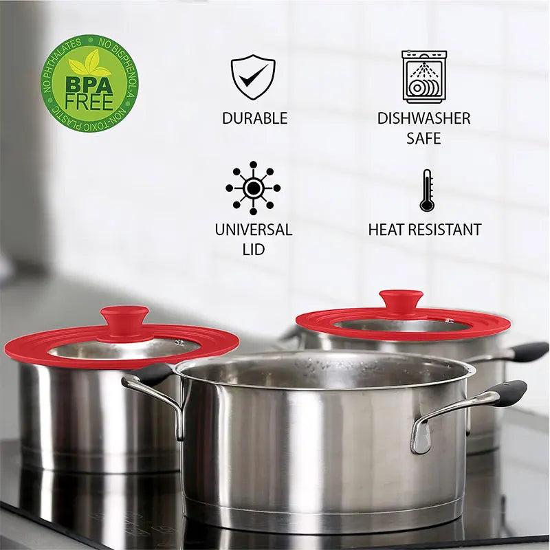PGY Tapa de olla de vidrio templado multifuncional con borde de silicona, asa fría al tacto, apta para lavavajillas, para sartén.