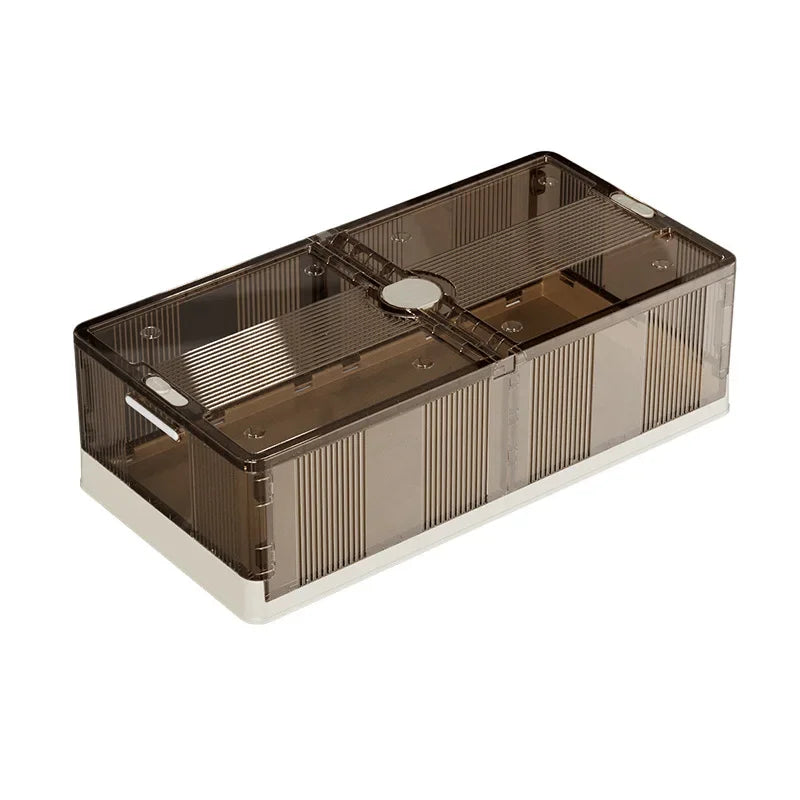 Caja de almacenamiento plegable debajo de la cama. Caja de almacenamiento transparente de plástico extragrande con ruedas a prueba de polvo. Caja organizadora de ropa y edredones.
