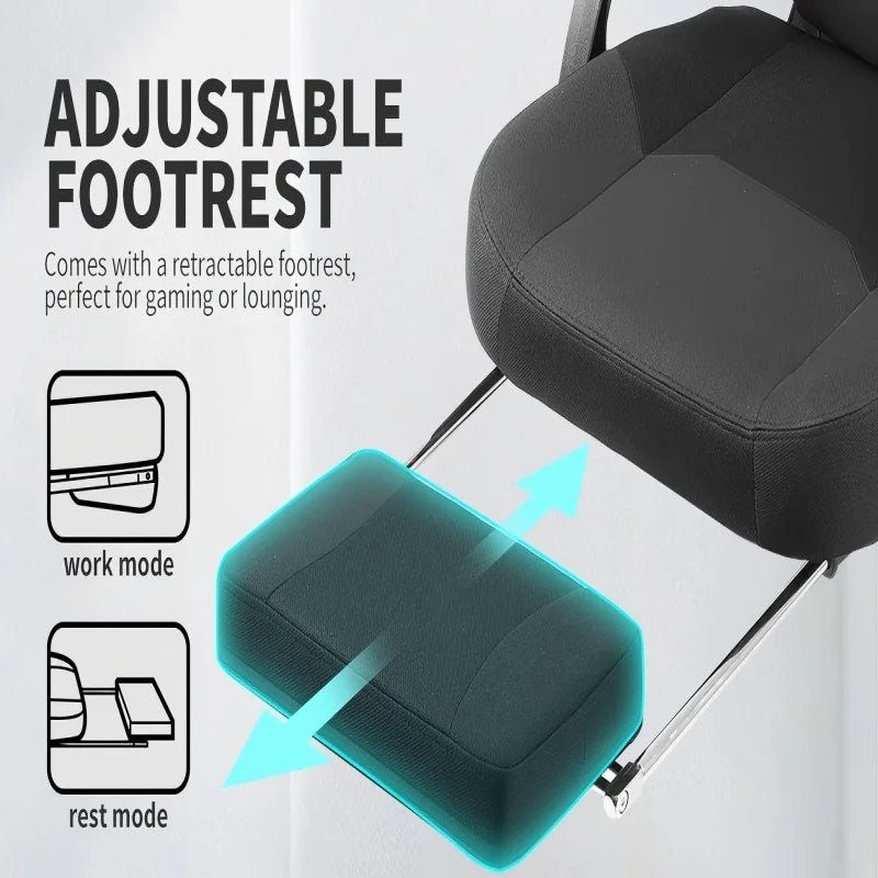 Silla gaming, sillas gaming grandes y altas para adultos con reposapiés y soporte lumbar, silla de ordenador ergonómica y cómoda