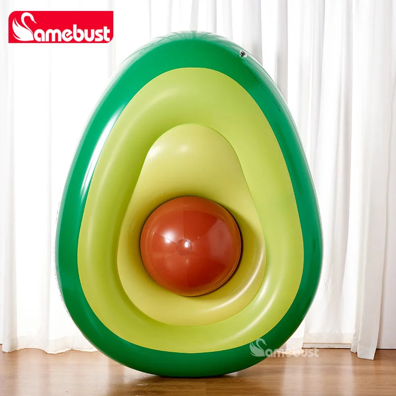 Camebust Aguacate Hinchable Flotante de PVC Anillo de Natación Flotadores de Piscina Tumbona Hinchable con Bola Hinchable para Decoración de Fiesta